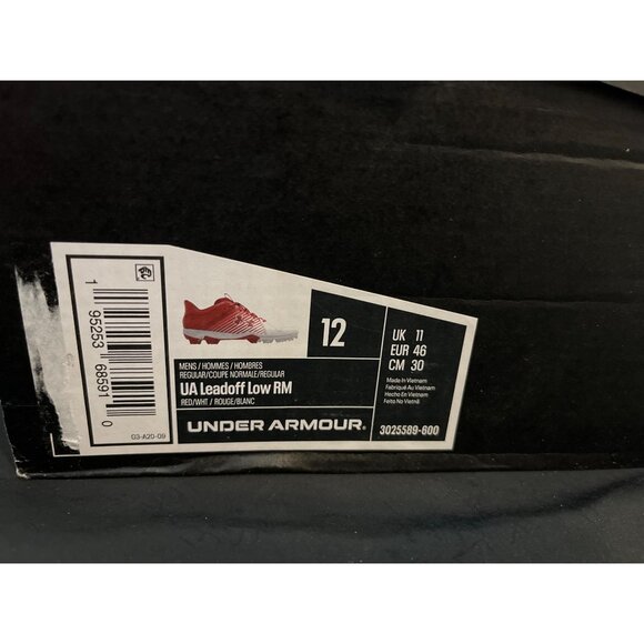 Under Amour Lead Off Low RM Baseball Cleats Red SZ 12 NEW In BOX - Picture 7 of 8